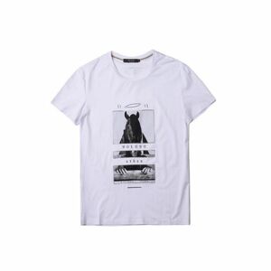 半袖Tシャツ メンズ カジュアル Uネック 丸首 デザイン ホワイト 白 P1201