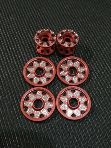 アルミベアリングローラー 19mm 13-12 2段 レッド 赤アルマイト マシニング CNC加工 15464 15398 タミヤ正規品加工 ミニ四駆 軽量化