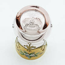 ボヘミアガラス チェコ 花瓶 淡桜色 ゴールド 金彩 花紋 ボヘミアン グラス 9.0cm_画像9