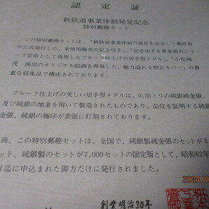 新鉄道事業体制発足記念 特別郵趣セット 純銀製セットの画像6