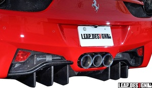 【M’s】フェラーリ 458イタリア (2009y-2015y) LEAP DESIGN リアディフューザー ／／ カーボン CARBON リープデザイン エアロ パーツ 外装