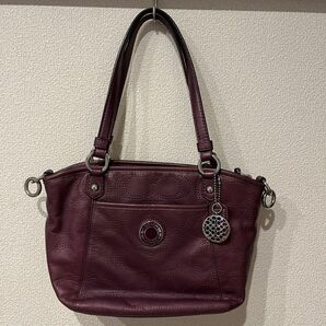 【USED品】coach ハンドバッグ ショルダーバッグ パープル