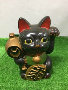 招き猫 まねきねこ 貯金箱 黒猫 高さ約20cm 置物 和風 縁起物 魔除け 厄除け 千客万来 商売繁盛 17-47