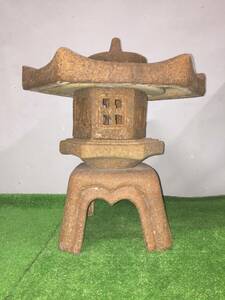 * hexagon snow see light . light . stone image height approximately 51cm garden Japan garden Japanese style objet d'art ornament 31-65