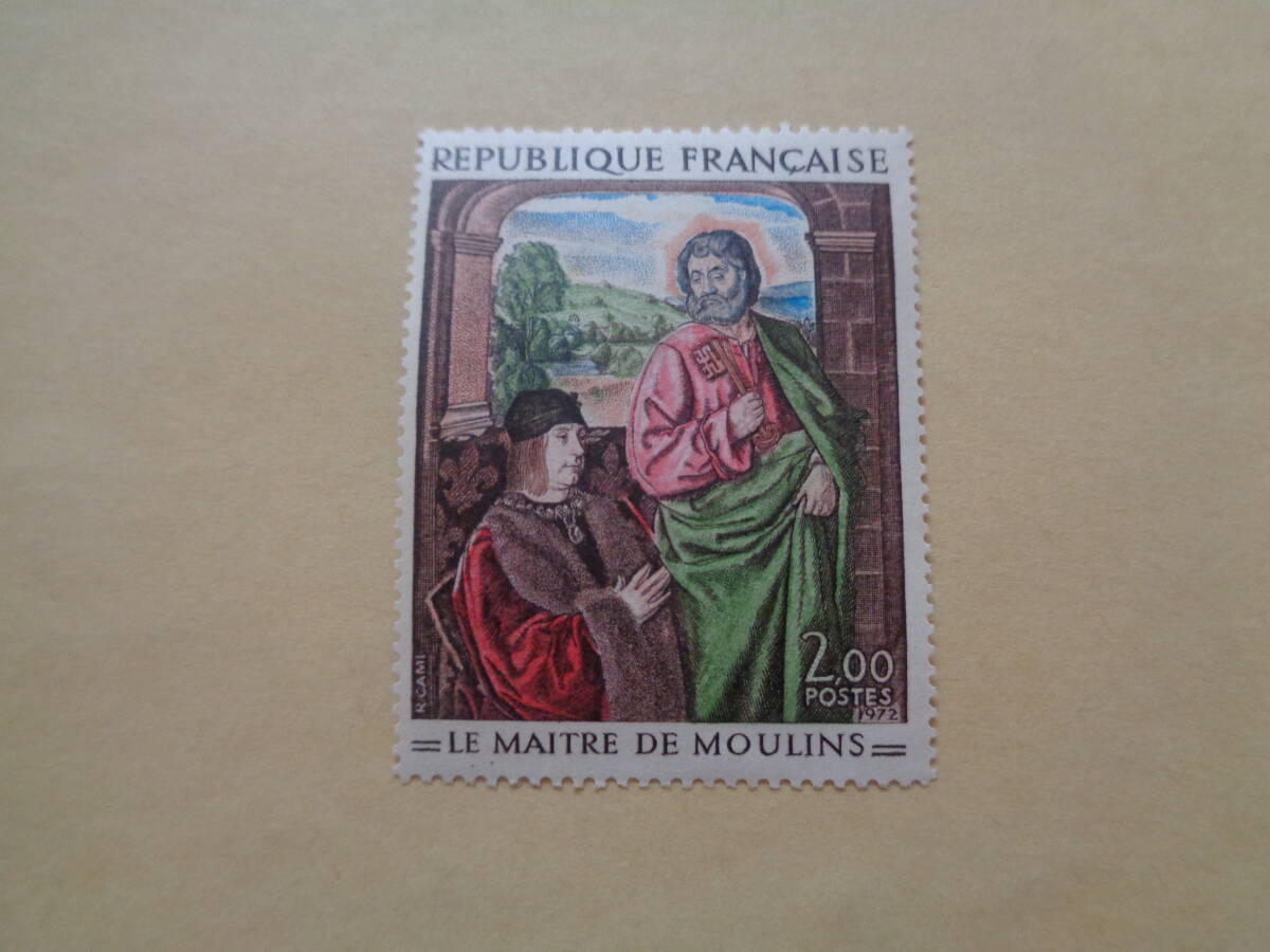 프랑스 우표 1972 회화 시리즈 피에르 2세, 버번 공작, 물랭의 대가 성 베드로(Jean Ei) 2의 프리젠테이션, 고대 미술, 수집, 우표, 엽서, 유럽