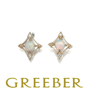  Star Jewelry earrings white opal diamond K10PG BLJ