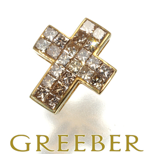 GSTV pendant top Brown diamond mistake teli- setting Cross K18YG BLJ/GENJ