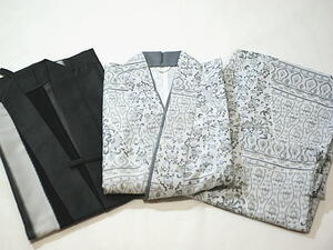 *1172 2 sheets join. two part type kimono * poncho set L size . pavilion . hot spring yukata 