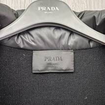 極美品 PRADA プラダ SGN330 ニット切替 ダウンジャケット サイズ48 Mサイズ ブラック メンズ キルティングダウンジャケット フード付き_画像5