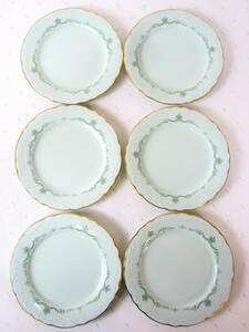 【美品】Noritake ノリタケ Celadon CHINA セラドン チャイナ 取分け皿 中皿 直径21㎝ 6客セット (5209)