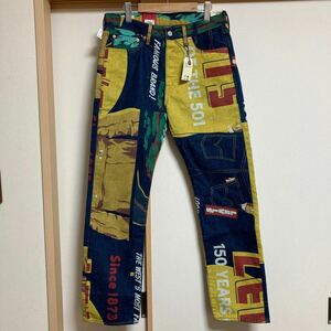 【未使用】LEVI'S リーバイス 501 LIMITED EDITION デニムパンツ ジーンズ 150周年 バナープリント W32