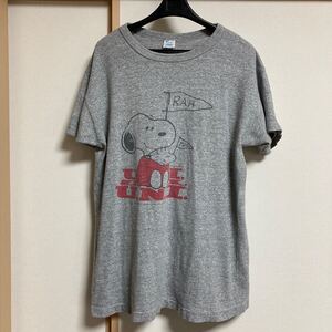 【希少】80s Champion チャンピオン SNOOPY スヌーピー 染込みプリント ビンテージTシャツ 杢グレー Lサイズ USA製 古着 ヴィンテージ