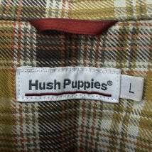 L Hush Puppies ハッシュパピー シャツ ネルシャツ チェック マスタード 長袖 リユース ultramto ns0174_画像3