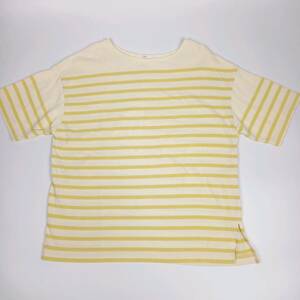M cepo T-shirt eggshell white × yellow border ound-necked short sleeves reuse corner ultralto ts1946