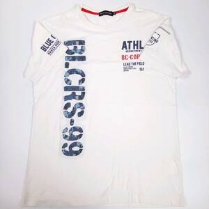 キッズ LL BLUE CROSS ブルークロス Tシャツ ホワイト ロゴ 袖ポケットあり 丸首 半袖 リユース ultramto ts1948