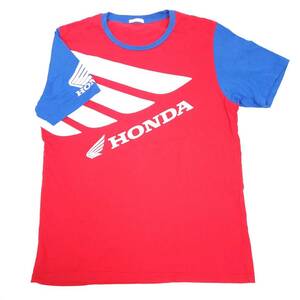 L GU(HONDA）ジーユー （ホンダ）Tシャツ レッド ロゴ 丸首 半袖 リユース ultramto ts1949