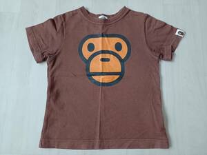 A BATHING APE サイズ110★BABY MILO マイロ顔Tシャツ茶★アベイシングエイプ ベビーマイロ