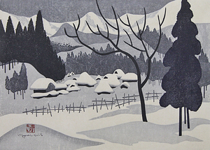 ■斎藤清 【WINTER IN AIZU（32）】 1978年 木版画 直筆サイン エディション有り