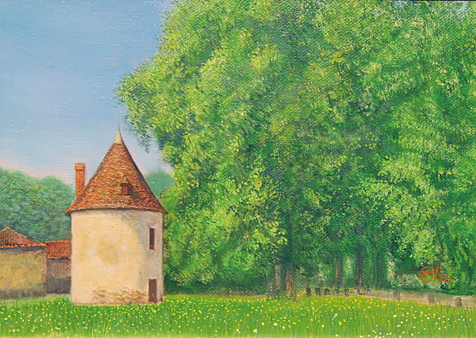 ■① Tetsunobu Otomaru ■ [Château de Montesquieu] Peinture à l'huile n°4 Signée à la main Authenticité garantie, peinture, peinture à l'huile, Nature, Peinture de paysage