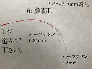 送料無料！！　チヌ竿　筏　カセ　ハーフチタン穂先　0.25mm　 0.3ｍｍ　0.4mm　１本選択　２．６ｍｍ～２．８ｍｍ対応 筏竿