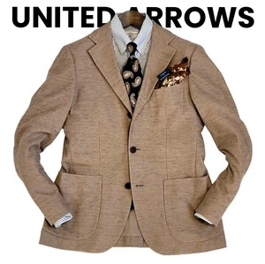 【未使用近】超高級3.6万 UNITEDARROWS 春夏 リネン 麻 ライトブラウン 46 M ユナイテッドアローズ テーラードジャケット ネクタイ革靴に○