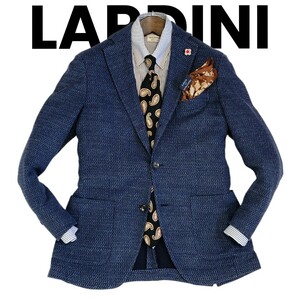 【美品】超高級11万 イタリア製 ラルディーニ 春夏 麻 リネン二者 混 涼 42 S LARDINI テーラードジャケット スーツネクタイ革靴パンツに◎