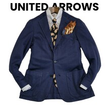 【美品】超高級3.5万 UNITEDARROWS 春夏 リネン 麻100% 42 S ユナイテッドアローズ テーラードジャケット ネクタイ革靴スラックスに○_画像1