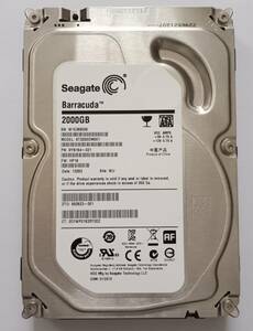 送料無料　ハードディスク　SATA 3.5インチ 2TB 動作確認品 Seagate ST2000DM001