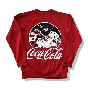 Coca Cola(コカ・コーラ) オフィシャル クリスマスプリント スウェットシャツ レッド S クルーネック プルオーバー トレーナー イギリス製