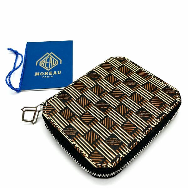 MOREAU PARIS（モローパリ) ラウンドジップ2つ折り財布 ブラウン×イエロー フランス製 GOYARD ゴヤール LOUIS VUITTON ダミエ 新品 正規品