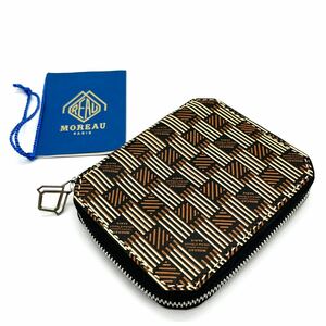 MOREAU PARIS(mo low Париж ) раунд Zip 2. складывать кошелек Brown × желтый Франция производства GOYARD Goyard LOUIS VUITTON Damier новый товар стандартный товар 