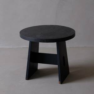 02930 black . side table / low table stand for flower vase low dining table stool old furniture old tool antique 