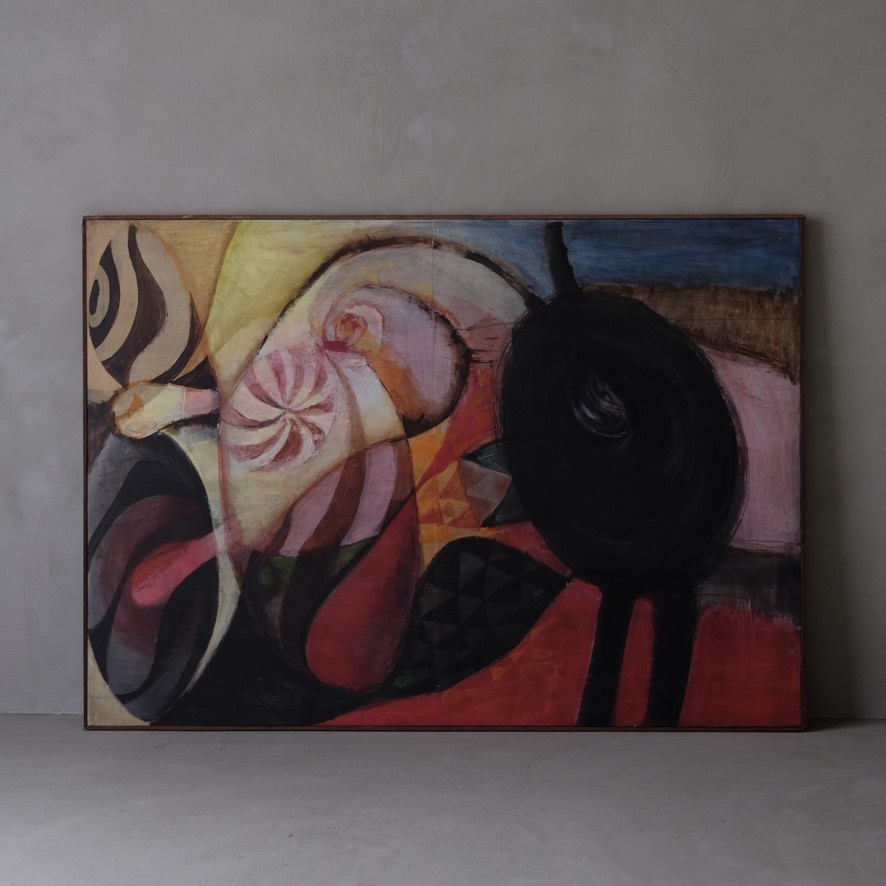 02905 1960〜70年代 特大抽象画 147×105㎝ / 絵画 アート 美術 芸術, 絵画, 油彩, 抽象画