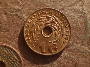オランダ領東インド(インドネシア)　1Cent　青銅　1945年D　KM#317　(23.6mm, 3.9g)