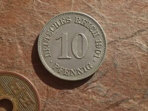 ドイツ帝国　10Pfennig　白銅　1901年Mint Mark E　KM#12　(21.0mm, 4.0g)