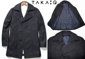 新品 春物 2way ライナー付き はっ水 L 定価2.2万▼ TAKA-Q タカキュー 撥水 コート 着脱 ミドル丈 トレンチ 濃紺 ネイビー TAKAQ メンズ