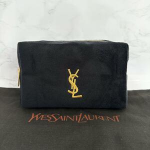 イヴサンローラン YSL ノベルティ ポーチ スエード ブラック 黒 自00268