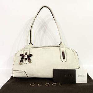 GUCCI グッチ シェリーライン ハンドバッグ トートバッグ レザー ホワイト 自00203