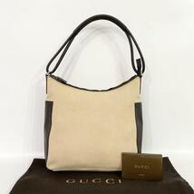 グッチ GUCCI キャンバス ショルダーバッグ レザー ベージュ ブラウン 自00144_画像1