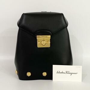 Ferragamo フェラガモ リュック レザー ブラック ヒール 金具 0806659