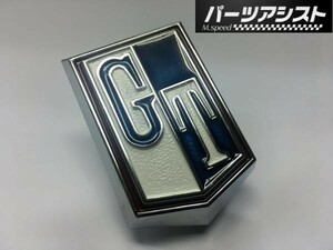 パーツアシスト製！ハコスカ 2ドア フロント フェンダー GT エンブレム 青 ■ KGC10 バッチ マーク 旧車