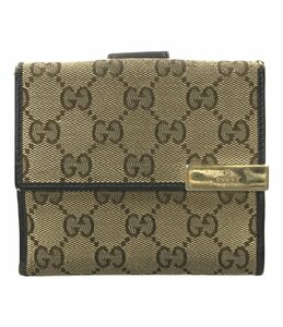 【1円スタート】 訳あり グッチ 二つ折り財布 Wホック 257015 496085 GGキャンバス レディース GUCCI