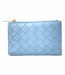 ボッテガベネタ 二つ折り財布 ライトブルー イントレチャート レディース BOTTEGA VENETA [0604]