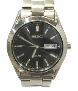 訳あり セイコー 腕時計 V158-0AV0 ソーラー ブラック メンズ SEIKO [0402初]