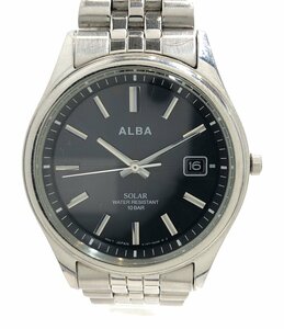 【1円スタート】 訳あり セイコー 腕時計　 ALBA V147-0AJ0 ソーラー ブラック レディース SEIKO