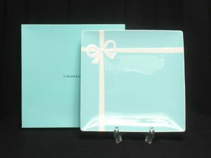 美品 ティファニー スクエアプレート 皿 24cm ブルーボックス Tiffany＆Co.