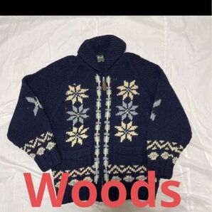 Woodsジップアップ カウチンセーター【M】美品