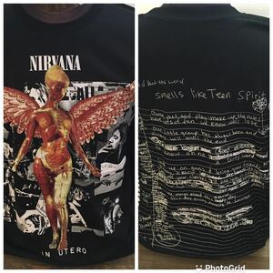 ニルヴァーナ　Nirvana XL IN UTERO バンドTシャツ　ロックT ブラック