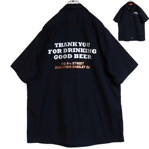 5485/Dickies 半袖ワークシャツ XL●洗濯プレス済●ネコポス可●BRIX TAPHOUSE & BREWERY DRINKING BEER ディッキーズ古着