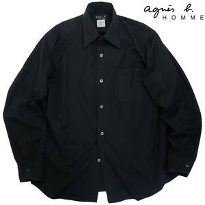 5520/agnes b. homme アニエスベーオム 長袖シャツ 2size●洗濯プレス済●ネコポス可●日本製 made in JAPAN 黒 ブラック 古着